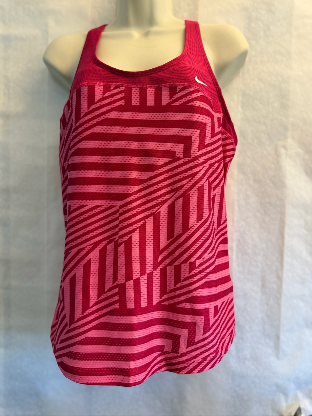 Vintage Nike Pink Athletic Tank Chevron Geometric Racerback Top Sz-L-(12-14).U15
